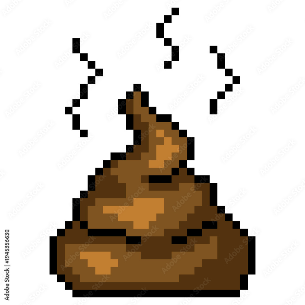 Fototapeta premium Pixel Art Icon Brown Pile of Poop