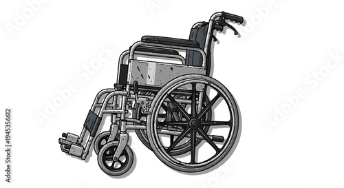 Wheelchair isolated on white background, mobility aid, disability equipment