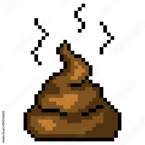Pixel Art Icon Brown Pile of Poop