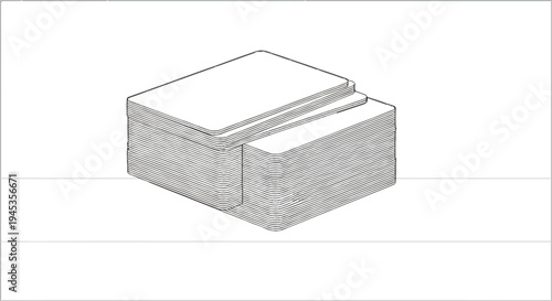 Stack of blank cards with rounded corners on a white surface