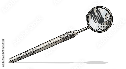 Dental mirror illustration on white background