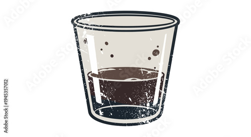 Half full glass of dark coffee or cola drink, vector illustration