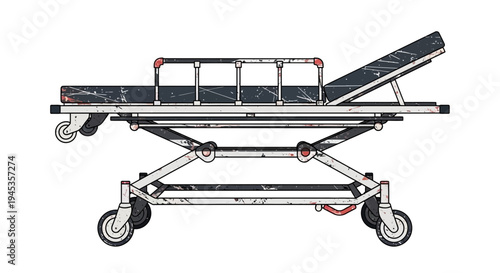 Medical Stretcher on Wheels, Hospital Transport Gurney Bed