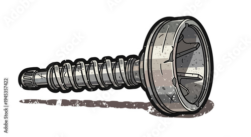 Plumbing plunger with coiled spring and handle, isolated on white background.