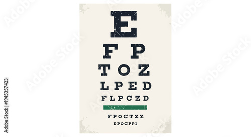 Optometry eye chart with letters, vintage design