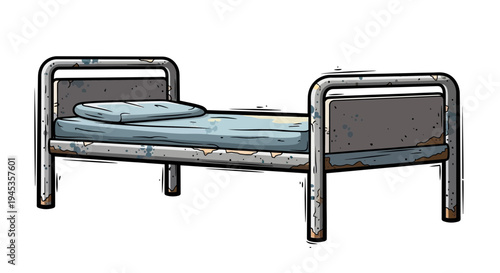 Vintage Hospital Bed with Pillow