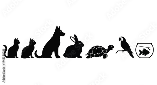 A group of animal silhouettes made of small dots vector silhouette