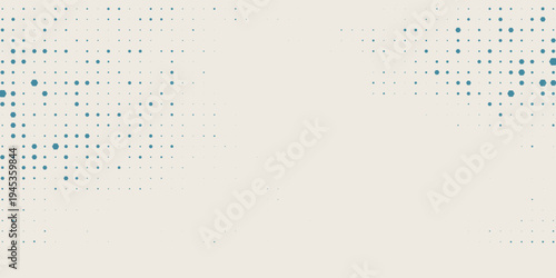 Abstract geometric background featuring a blue hexagonal halftone pattern forming smooth wave shapes over a soft beige backdrop.eps10