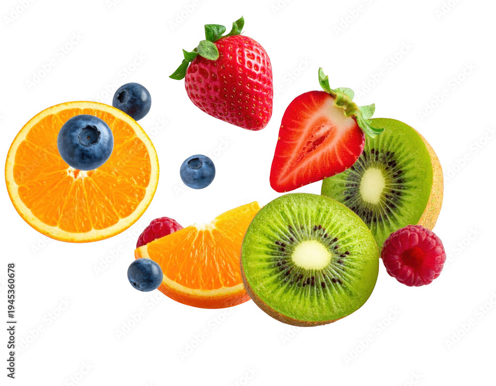 Naklejka premium Fresh fruit mix isolated on transparent background