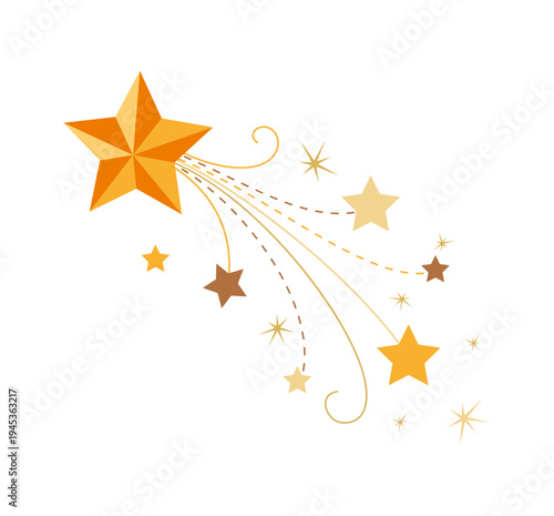 Star. Decoration flying with sparklers.  Vector decoration element