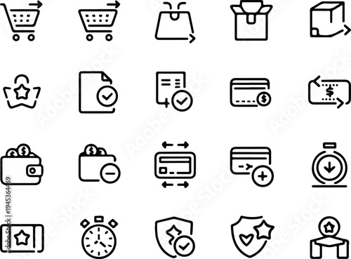 Refund Collection Silhouette Icon Set Money Refund Typography Silhouette Icon Pack