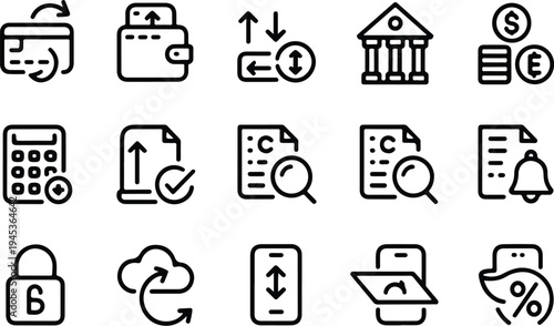 Refund Collection Silhouette Icon Set Money Refund Typography Silhouette Icon Pack