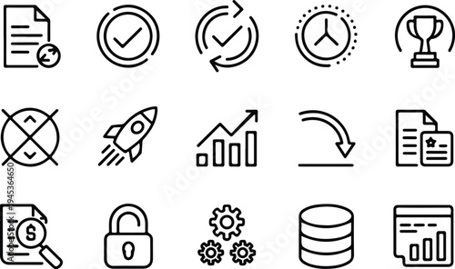 Refund Collection Silhouette Icon Set Money Refund Typography Silhouette Icon Pack