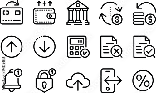 Refund Collection Silhouette Icon Set Money Refund Typography Silhouette Icon Pack