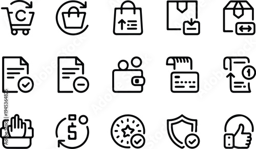Refund Collection Silhouette Icon Set Money Refund Typography Silhouette Icon Pack