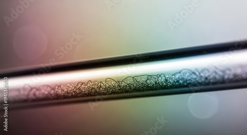 Wallpaper Mural Close-up of a clear tube containing swirling, abstract forms within. The background exhibits a soft, blurred bokeh effect with a spectrum of colors. The focus is on the interior detail Torontodigital.ca