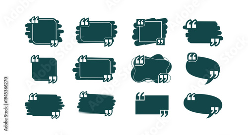 Set of Modern Quote Box Templates with Quotation Marks and Brush Stroke Backgrounds for Text Layout