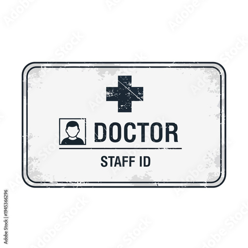 Doctor Staff ID Card with Cross Symbol and Photo Placeholder