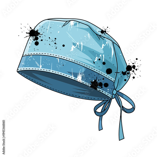 Surgical cap with ink splatters