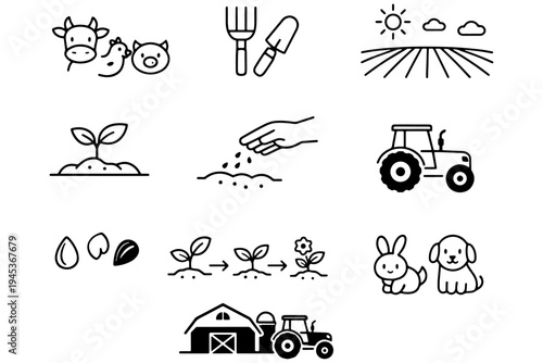 Agriculture Editable Stroke Icons – Farming Tools and Organic Production Symbols