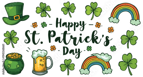  St. Patrick's Day elements isolated on transparent background