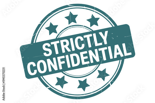 A teal strictly confidential stamp with five white stars around the perimeter