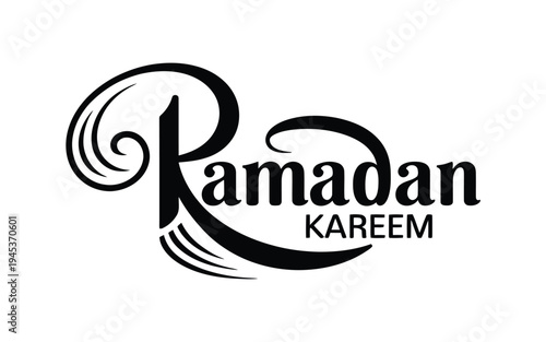 Elegant ramadan kareem calligraphy design with swirling decorative elements