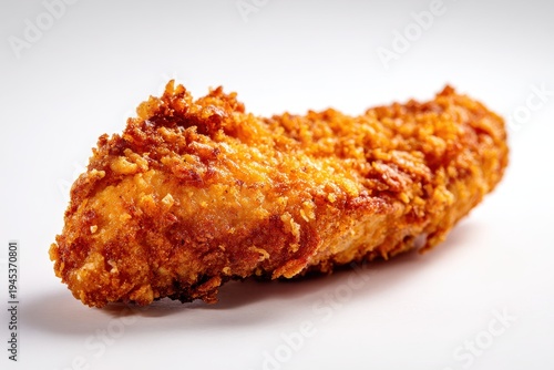 Macro shot of a single breaded chicken strip