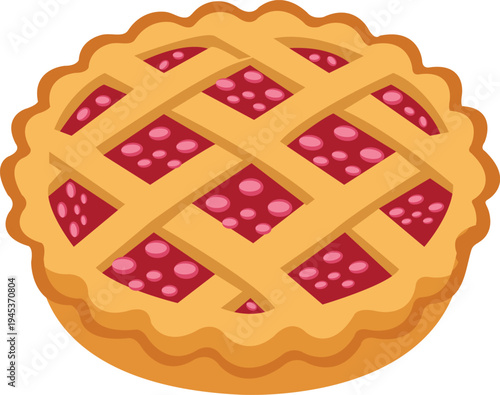 Austrian Linzer Torte Illustration With Lattice Jam Filling Traditional Pastry Dessert