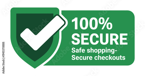 A green shield icon displaying a checkmark and the text 100 secure