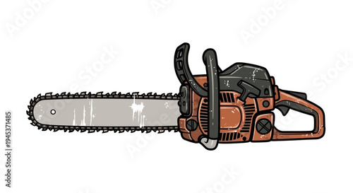 Chainsaw isolated on white background, tool for cutting wood