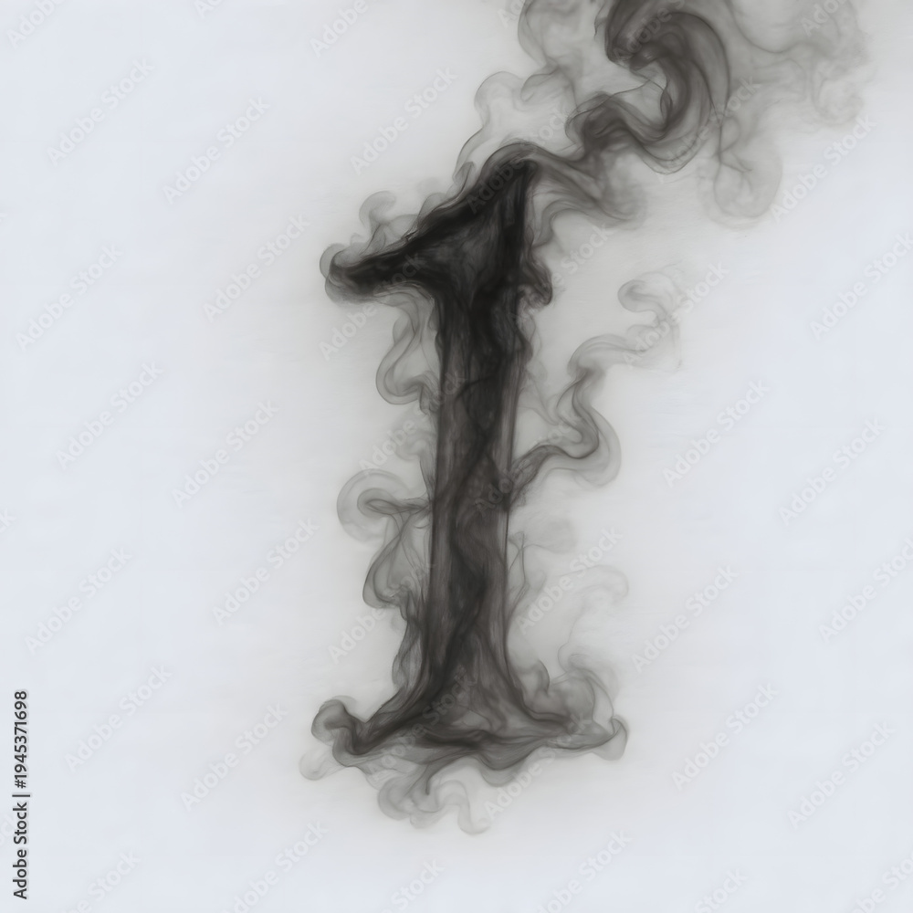 Fototapeta premium Artistic Smoke Number One on White Background