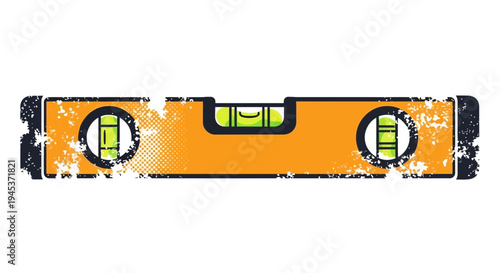 Orange spirit level tool with grunge texture