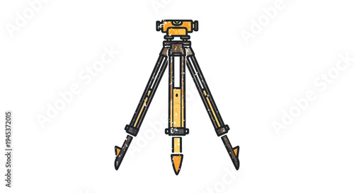 Surveying tripod with leveling instrument on white background