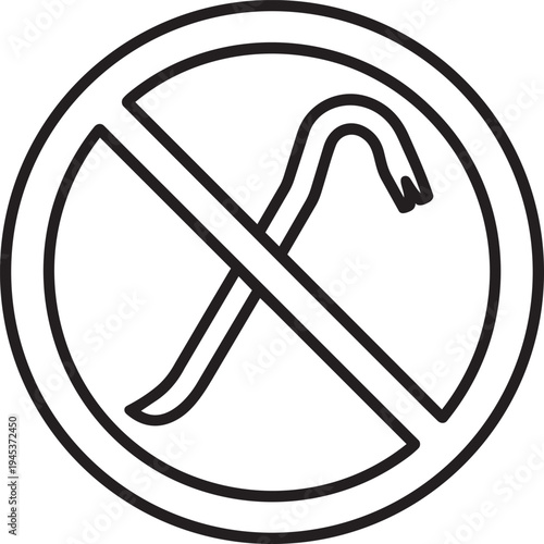 Prohibition sign with crossed out metal crowbar symbolizing hack stop restriction and anti burglary physical security vector icon