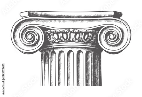 Ionic column capital with volutes and fluting detail architecture greek