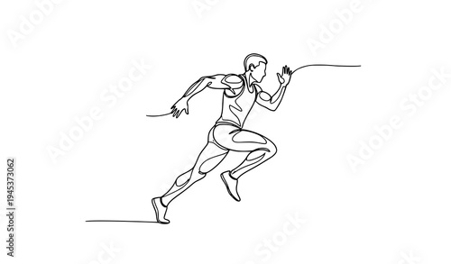One continuous line drawing sprint runner minimalist sports outline vector illustration