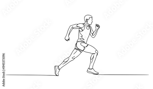 Continuous one line drawing runner marathon athlete minimalist sports vector illustration