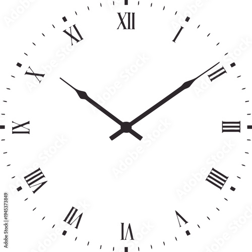 Analog Clock Vector Illustration with Roman Numerals Showing 10 10 Time Symmetry for Design and Decorative Concepts