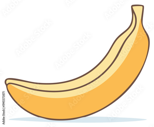 Bright yellow banana with a simple cartoon outline and subtle shading