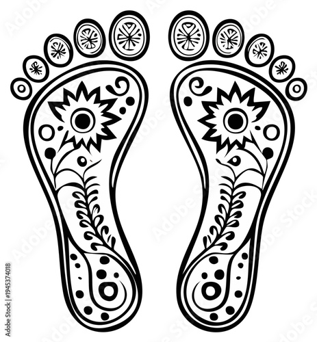Artistic Footprints Symbolizing Prosperity and Auspicious Beginnings Design