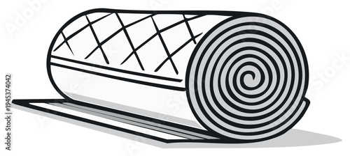 Illustration of Rolled Up Mat for Yoga or Exercise on the Floor