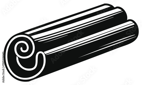 Rolled Cinnamon Stick Spice Ingredient in Simple Stylized Illustration