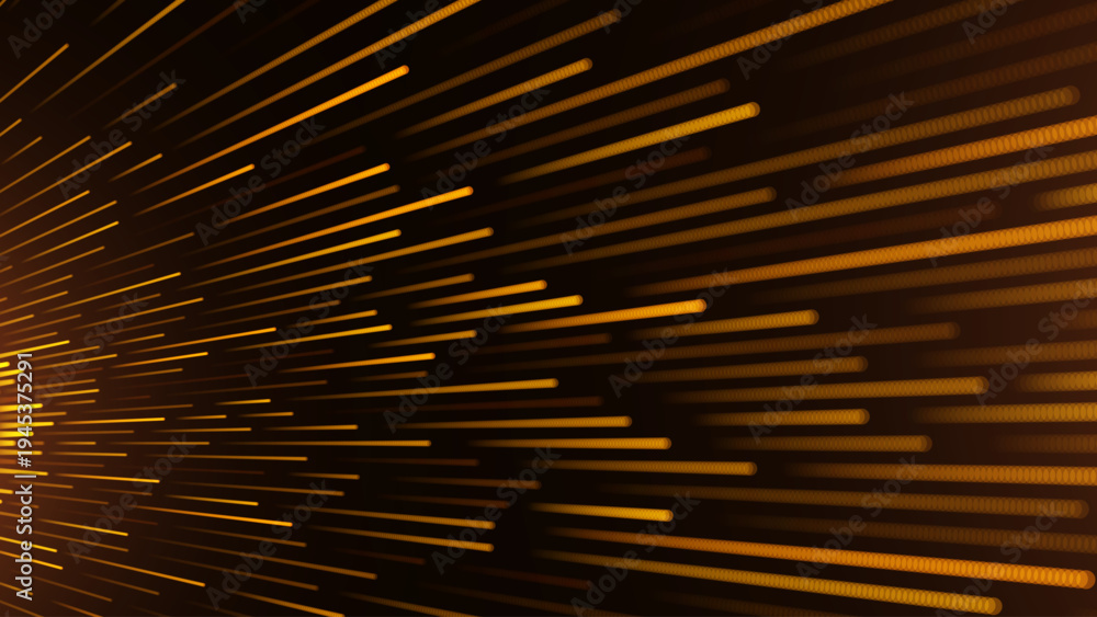 Obraz premium Glittering Golden Waves Cascade Against Dark Backdrop. Ethereal Flow Of Shimmering Particles Creating Luxurious Holiday Decor.