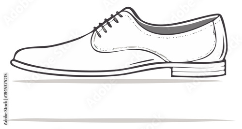 Elegant dress shoe outline, monochrome style, perfect for fashion and design concepts, classic footwear representation.