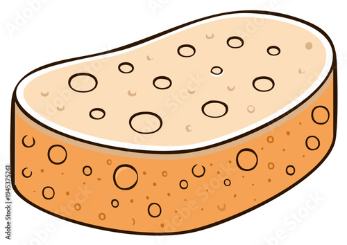 Cartoon illustration of a porous sponge with many holes for cleaning and hygiene
