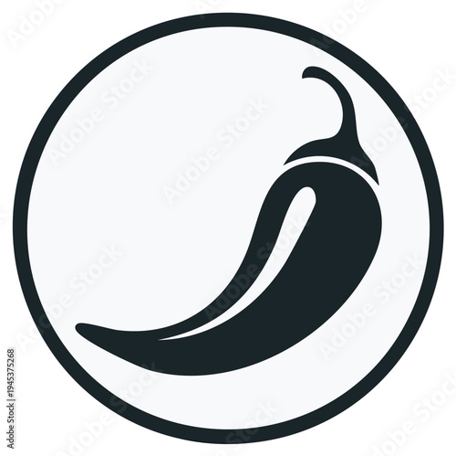 Simple Silhouette Icon of a Hot Pepper Inside a Circle