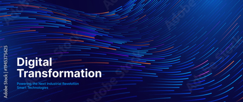 Tech Business Infographic Background Showcasing AI-Integrated Data Streams and Futuristic Flow Lines. Versatile for Annual Reports, Startup Pitch Decks, or Cybersecurity Document Layouts.