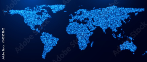 Futuristic Tech Map Showcasing Worldwide Digital Network With Precision Dots And Connectivity Lines