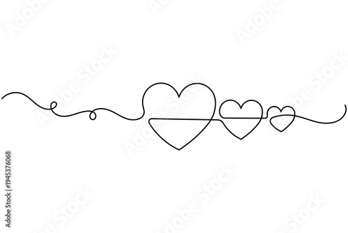 Love shape continuous one line drawing minimalist style isolate outline vector illustration